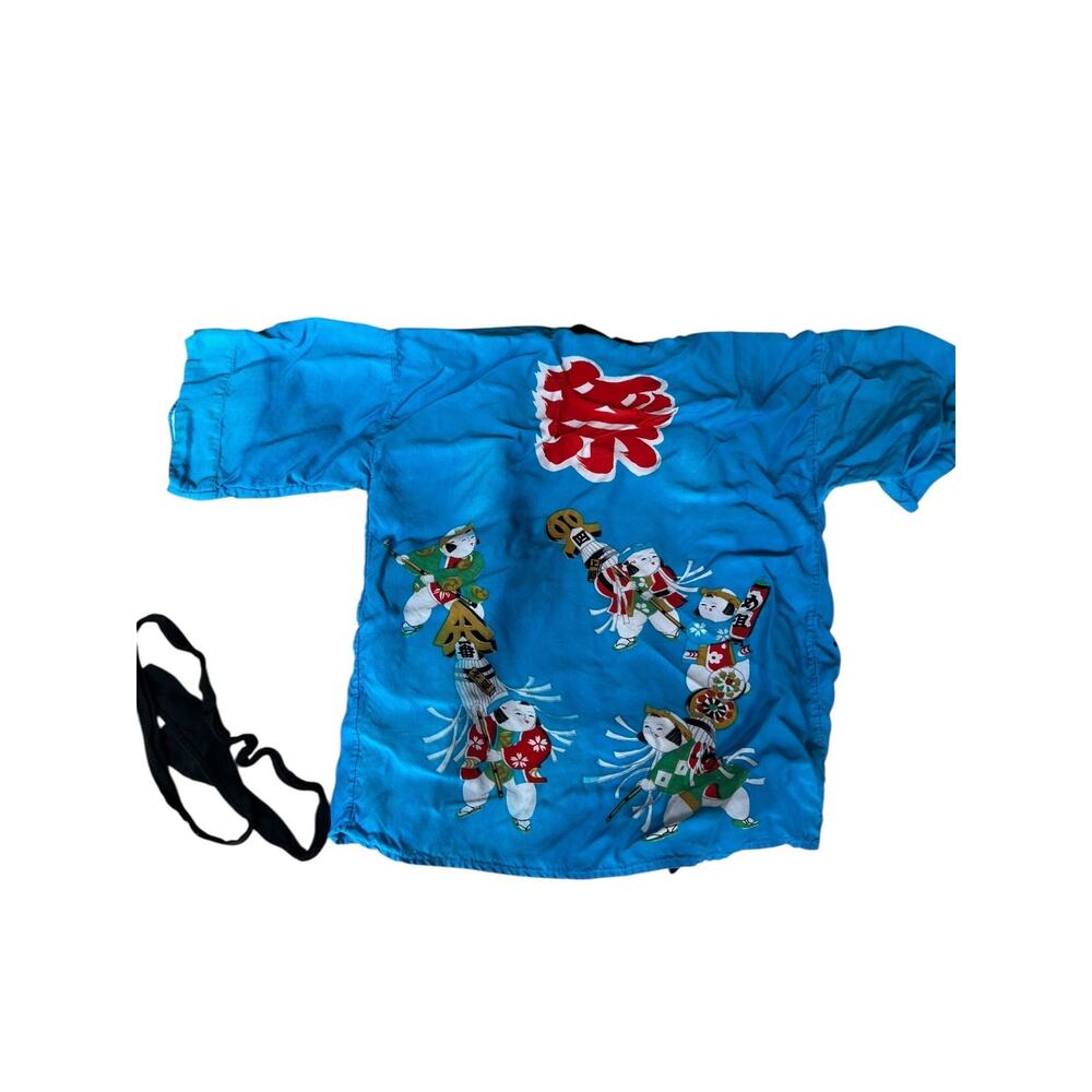 Vintage 80s Kids Boy Matsuri Japanese Haori Jacket Blue Size 2T